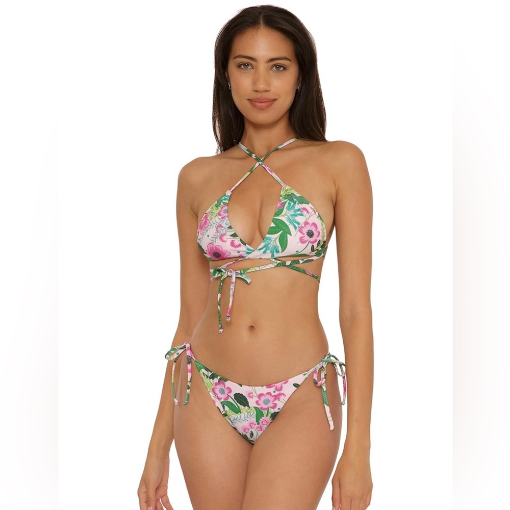 Becca by Rebecca Women's Standard Print Play Triangle Bikini Top-3-way Wear NWT